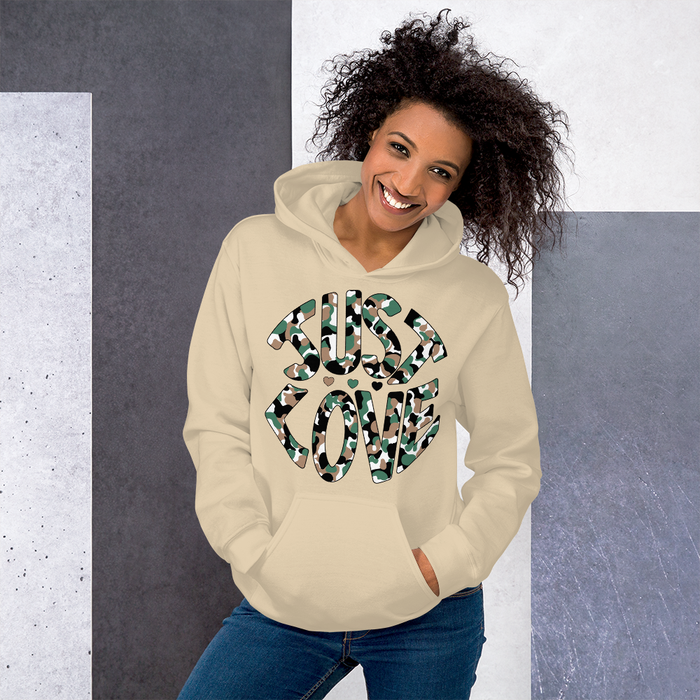 "Just Love" Unisex Hoodie Black WH color variations